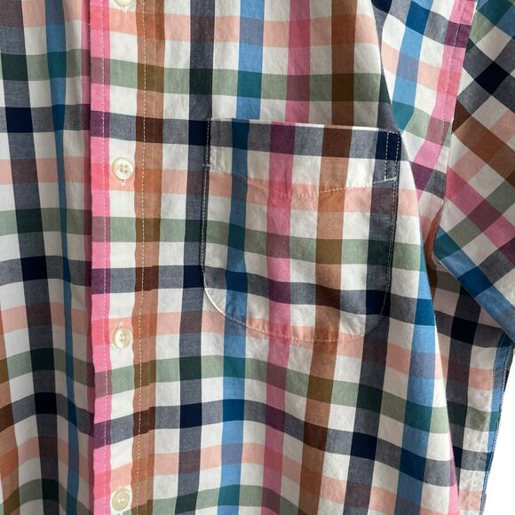 Lands End Mens Shirt M Multicolor Buffalo Check Button Up Preppy Office Travel - Picture 5 of 12
